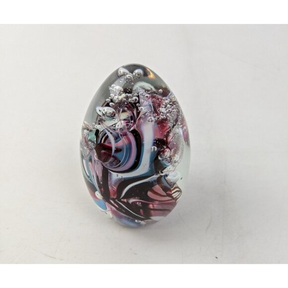 Lizaville 1993 Glass Egg Shaped Bubble Paperweight 3